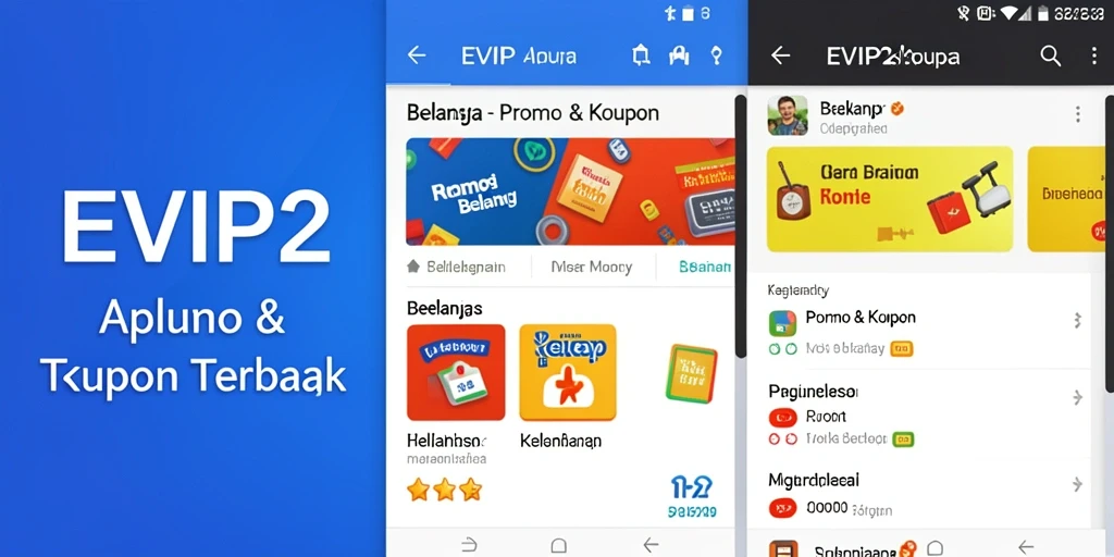 Screenshot antarmuka utama EVIP2 menampilkan berbagai kupon menarik.