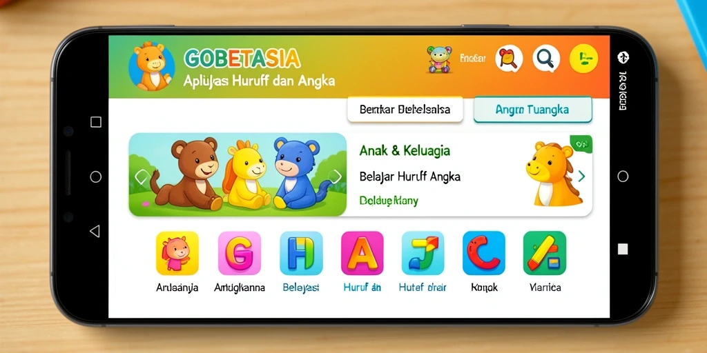 Antarmuka aplikasinya yang interaktif dan menarik untuk belajar huruf dan angka.