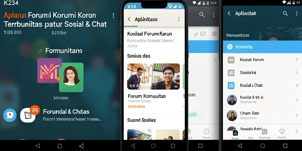 Antarmuka aplikasi K234 yang menampilkan berbagai forum diskusi.