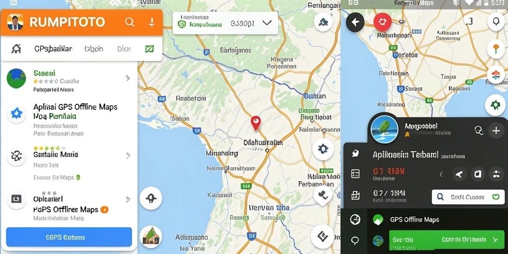 Tampilan antarmuka RUMPITOTO dengan fitur GPS Offline Maps yang informatif.