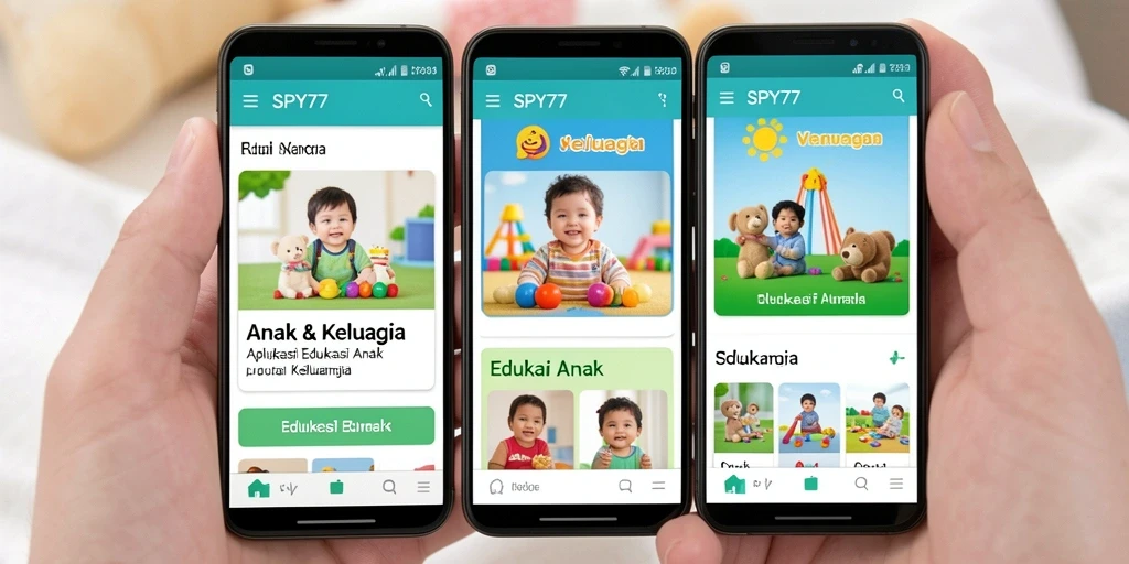 Antarmuka pengguna SPY77 yang interaktif dan ramah anak.