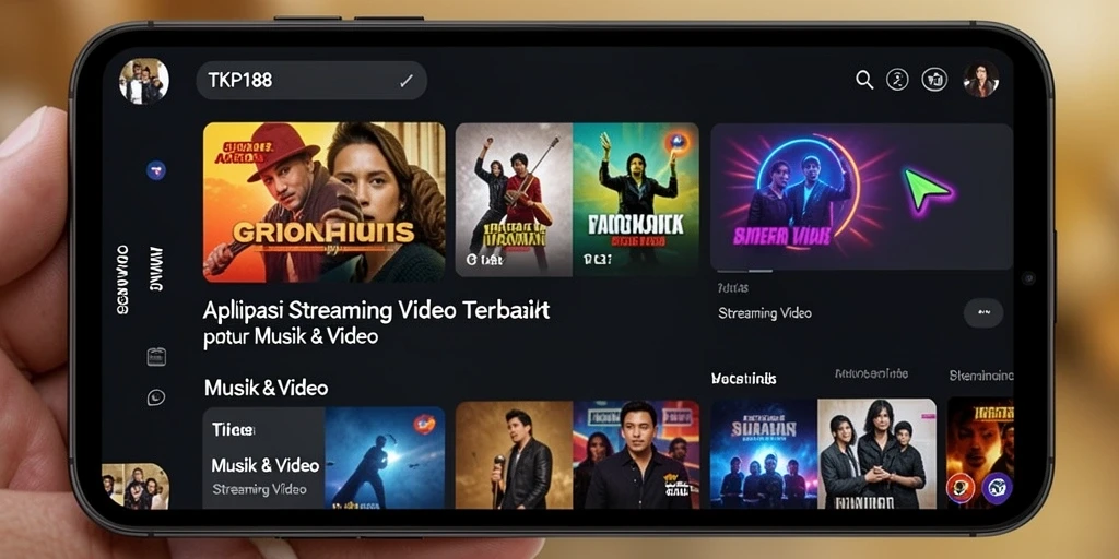 Antarmuka aplikasi TKP188 untuk streaming video yang menarik dan mudah digunakan.