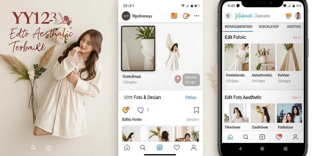 Antarmuka YY123 yang menarik untuk edit foto aesthetic.